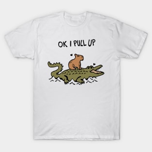 OK I Pull Up Capybara and Crocodile Love T-Shirt